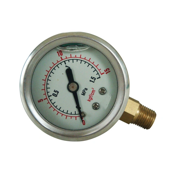 1.5inch-40mm Half Stainless Steel Bottom Thread Type Liquid Filled Pressure Gauge